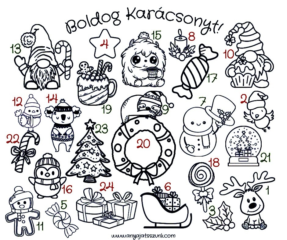 Adventi naptár –&nbsp;színező