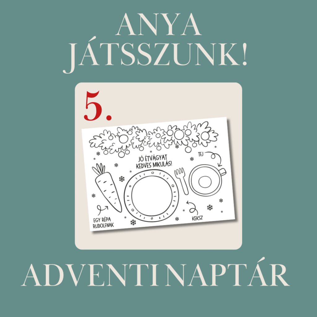 Mikulás váró színezhető&nbsp;tányéralátét